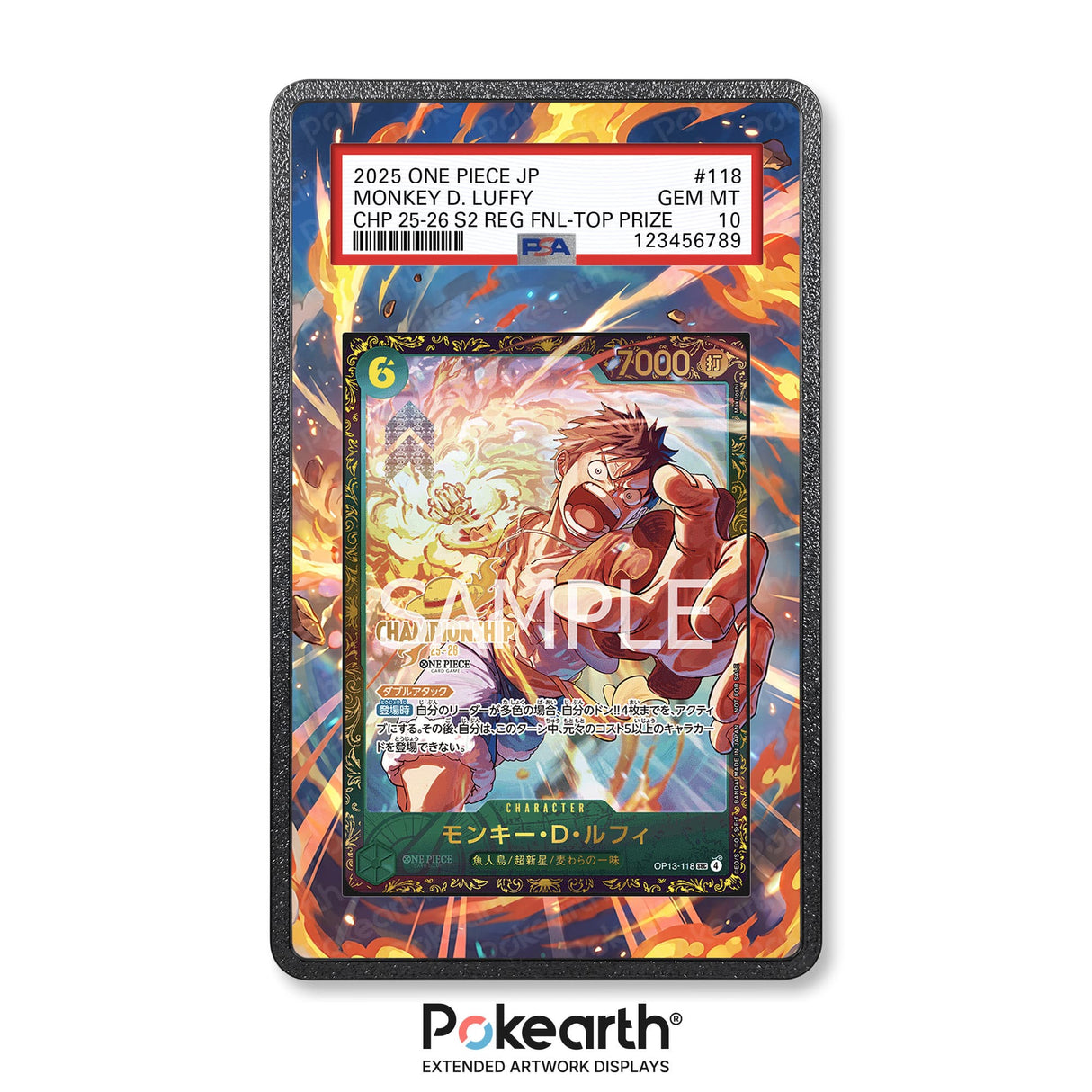 Monkey.D. Luffy OP13-118 - Custodia con Artwork Esteso per Carte Gradate - Display Case Extended Artwork Pokearth