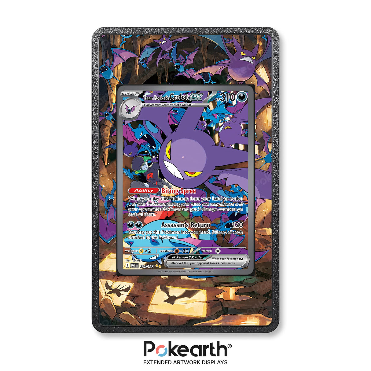Crobat ex del Team Rocket 234/182 - Custodia con Artwork Esteso per Carte Pokémon - Display Case Extended Artwork Pokearth