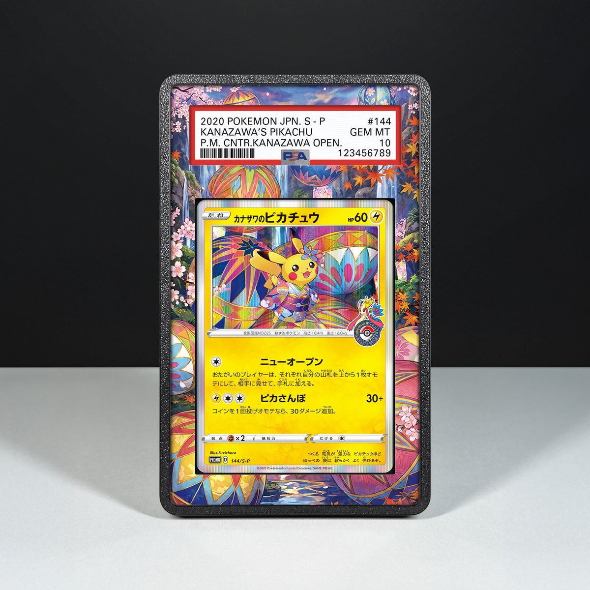 Kanazawa's Pikachu 144 S-P – Case mit erweitertem Artwork für gegradete Karten