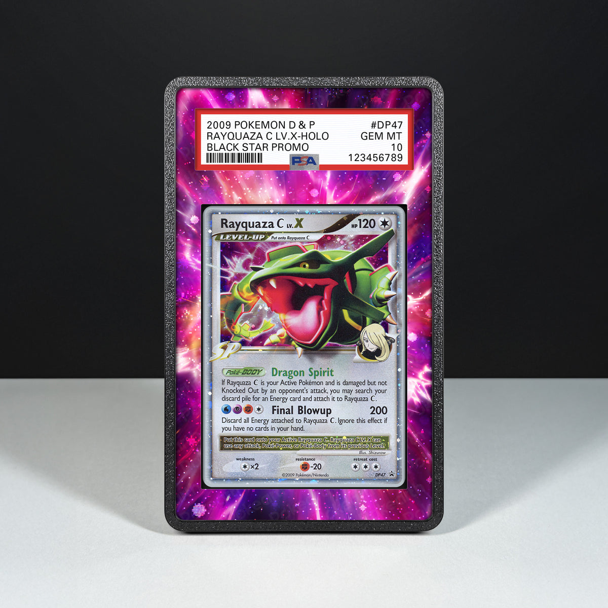 Rayquaza C Lv.X DP47 - Case mit erweitertem Artwork für bewertete Karten
