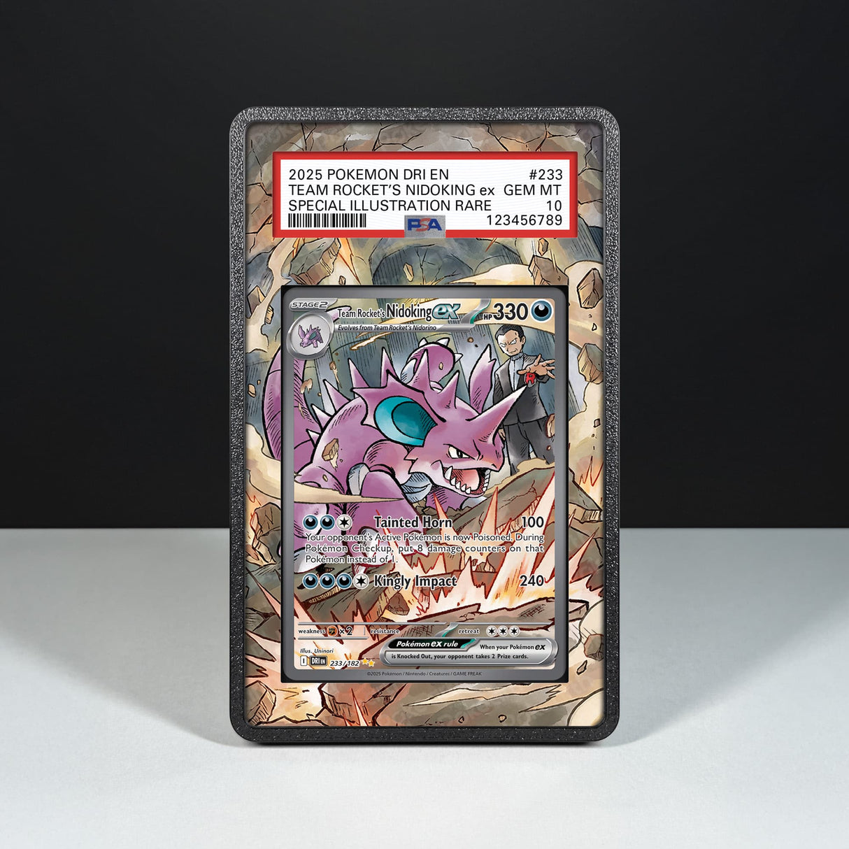 Team Rocket's Nidoking ex 233/182 - Graded Card Extended Artwork Display Case - Display Case Extended Artwork Pokearth