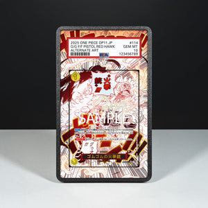 Gum-Gum Fire-Fist Pistol Red Hawk OP11-114 - Custodia con Artwork Esteso per Carte Gradate - Display Case Extended Artwork Pokearth