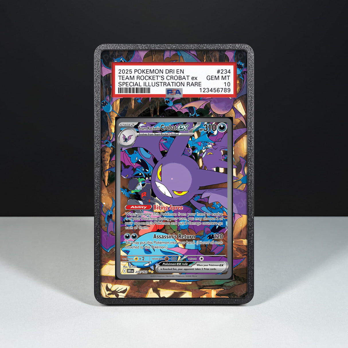 Team Rocket's Crobat ex 234/182 - Graded Card Extended Artwork Display Case - Display Case Extended Artwork Pokearth