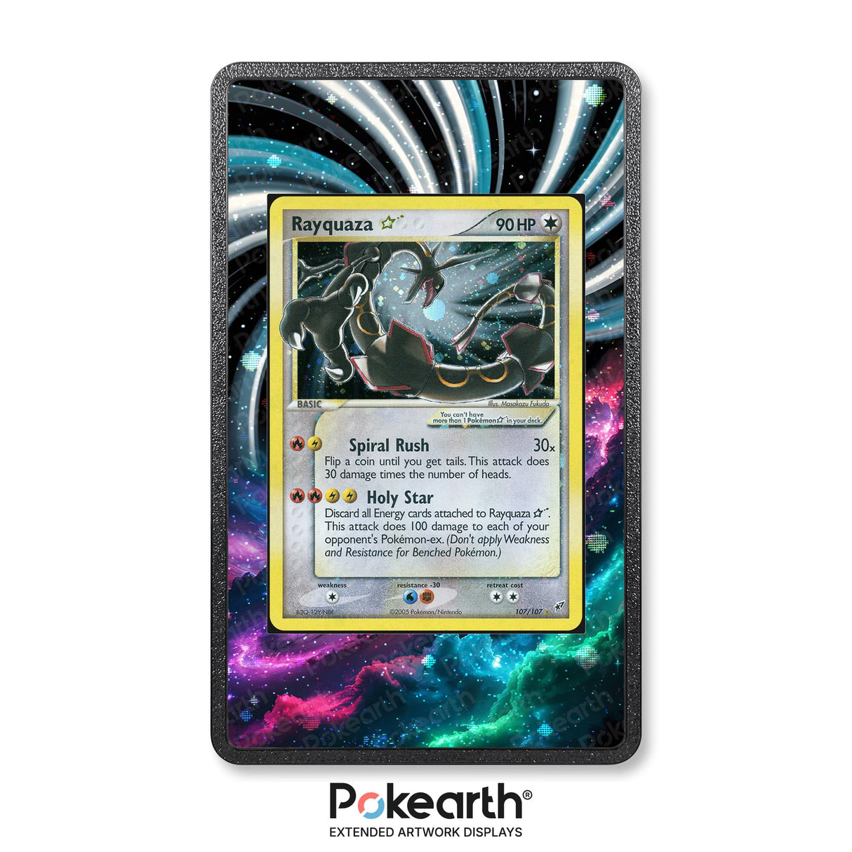 Rayquaza Gold Star 107/107 - Custodia con Artwork Esteso per Carte Pokémon - Display Case Extended Artwork Pokearth