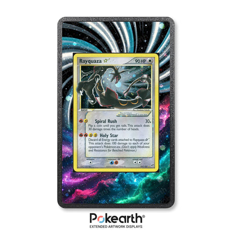 Rayquaza Gold Star 107/107 - Custodia con Artwork Esteso per Carte Pokémon - Display Case Extended Artwork Pokearth