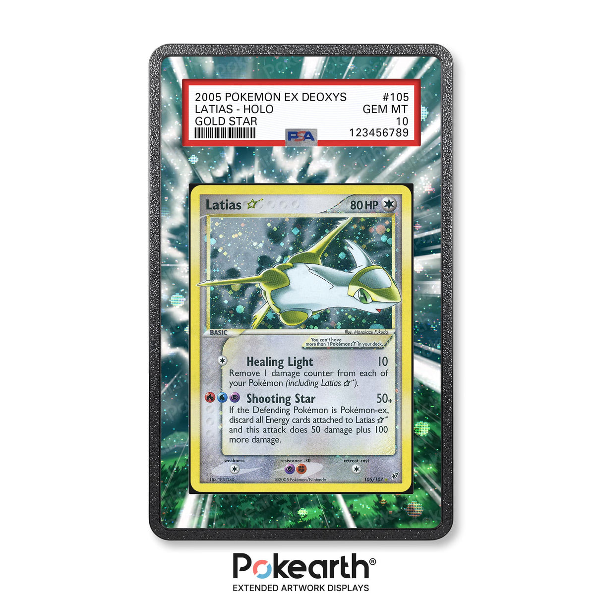 Latias Gold Star 105/107 - Graded Card Extended Artwork Display Case - Display Case Extended Artwork Pokearth