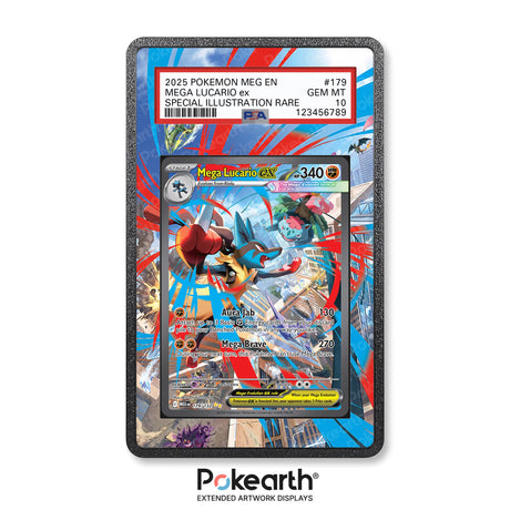 Mega Lucario ex 179/132 - Graded Card Extended Artwork Display Case - Display Case Extended Artwork Pokearth