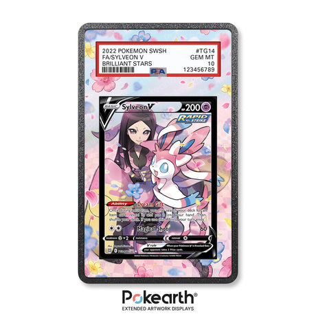 Sylveon V TG14/TG30 - Custodia con Artwork Esteso per Carte Gradate - Display Case Extended Artwork Pokearth