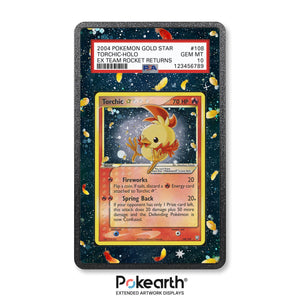 Torchic Gold Star 108/109 - Graded Card Extended Artwork Display Case - Display Case Extended Artwork Pokearth