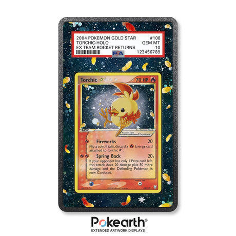 Torchic Gold Star 108/109 - Graded Card Extended Artwork Display Case - Display Case Extended Artwork Pokearth