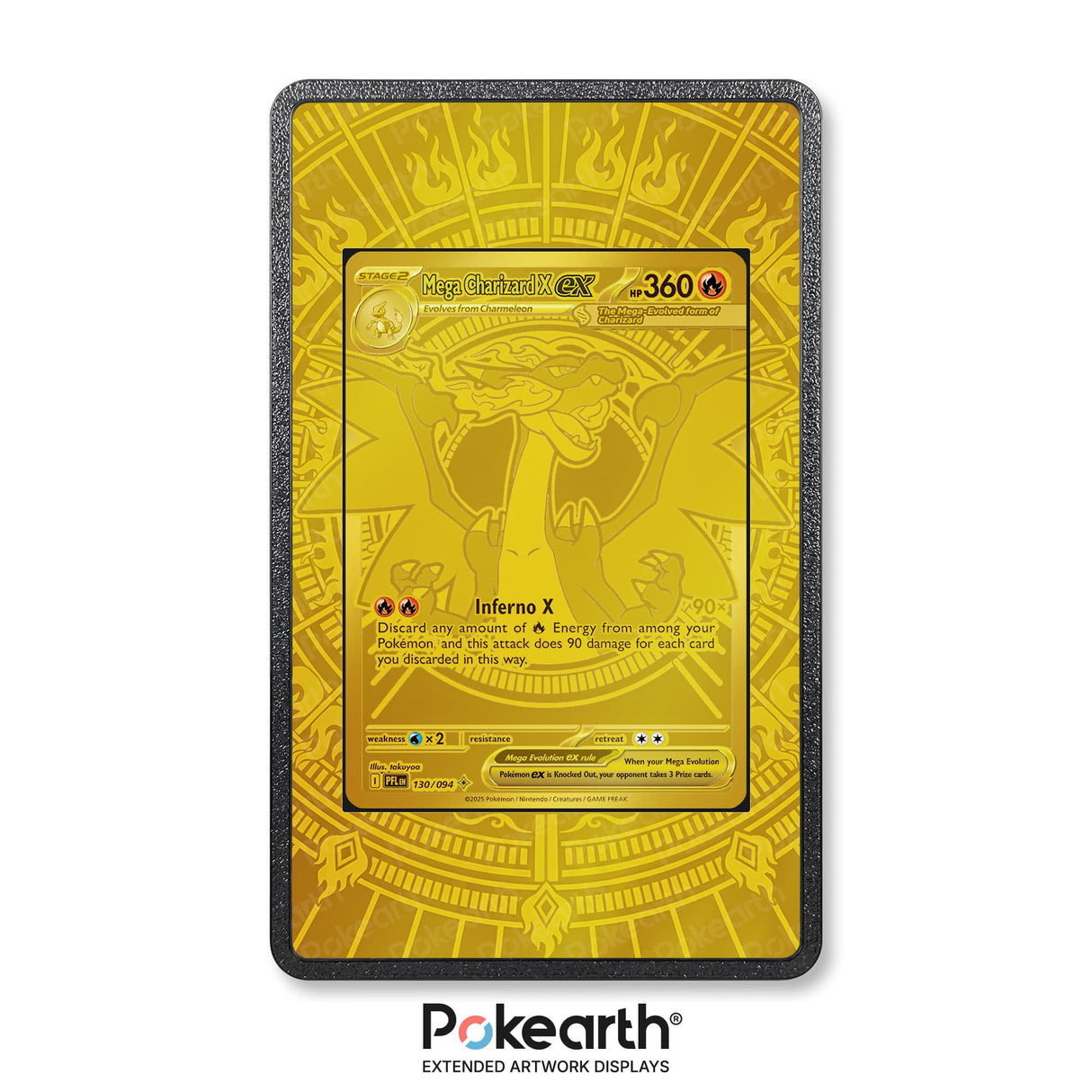 Mega Charizard X ex 130/094 - Custodia con Artwork Esteso per Carte Pokémon - Display Case Extended Artwork Pokearth