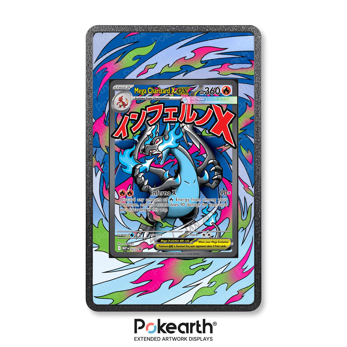 Mega Charizard X ex MEP 023 - Custodia con Artwork Esteso per Carte Pokémon - Display Case Extended Artwork Pokearth