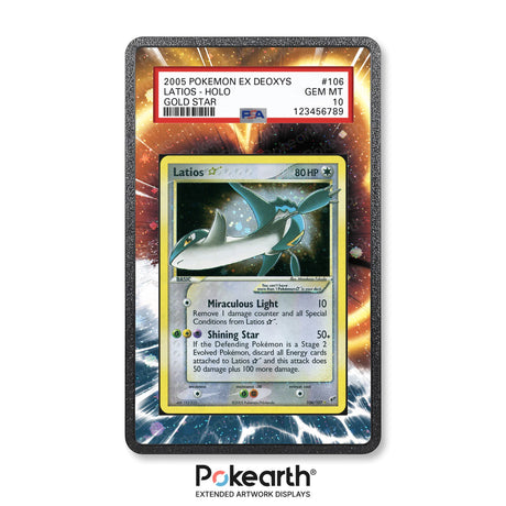 Latios Gold Star 106/107 - Graded Card Extended Artwork Display Case - Display Case Extended Artwork Pokearth