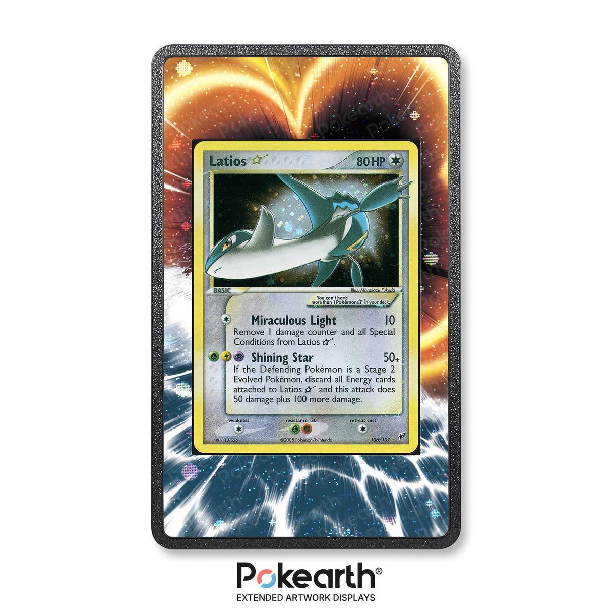 Latios Gold Star 106/107 - Custodia con Artwork Esteso per Carte Pokémon - Display Case Extended Artwork Pokearth