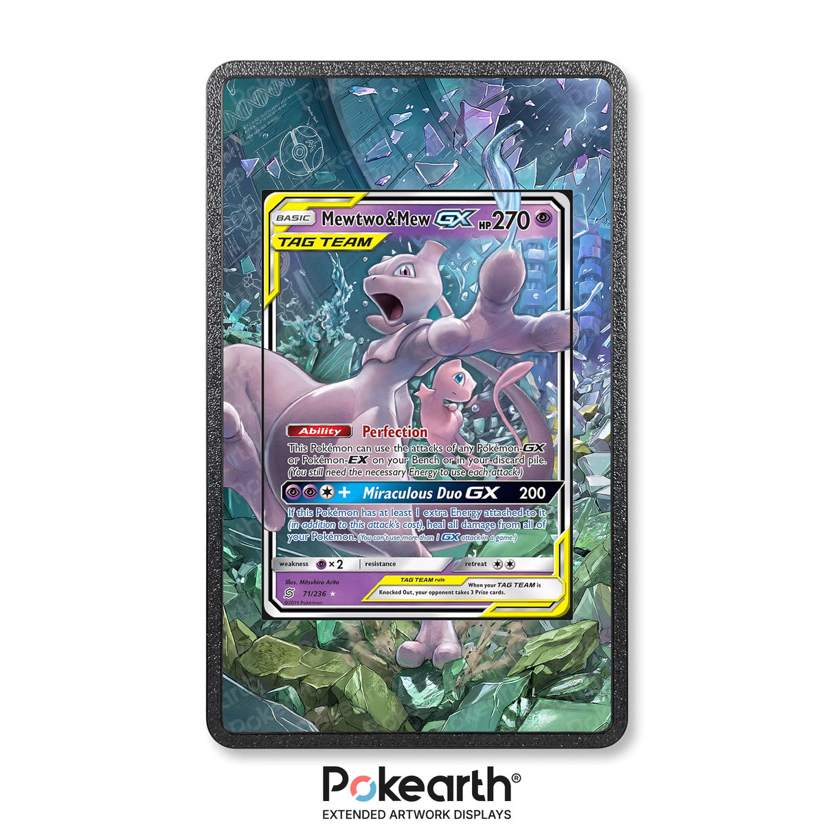 Mewtwo & Mew GX 71/236 - Custodia con Artwork Esteso per Carte Pokémon - Display Case Extended Artwork Pokearth