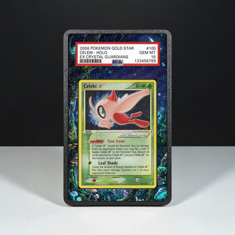 Celebi Gold Star 100/100 - Graded Card Extended Artwork Display Case - Display Case Extended Artwork Pokearth