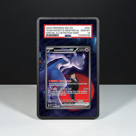 Team Rocket's Mewtwo ex 281/217 - Graded Card Extended Artwork Display Case - Display Case Extended Artwork Pokearth