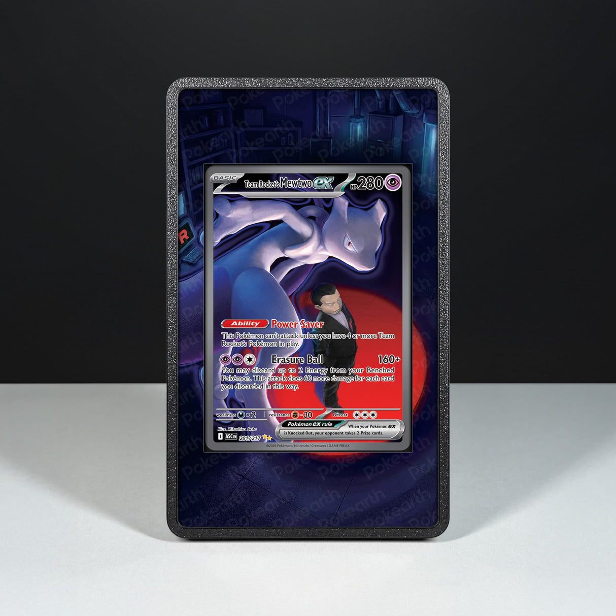 Mewtwo ex del Team Rocket ex 281/217 - Custodia con Artwork Esteso per Carte Pokémon - Display Case Extended Artwork Pokearth