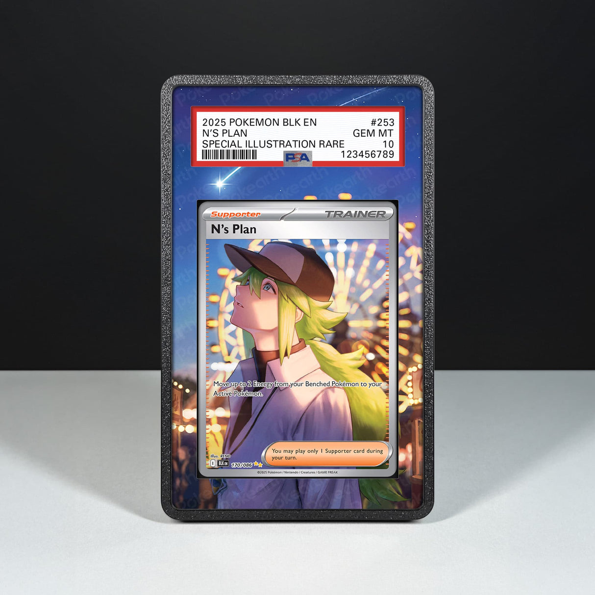 N's Plan 170/086 - Graded Card Extended Artwork Display Case - Display Case Extended Artwork Pokearth