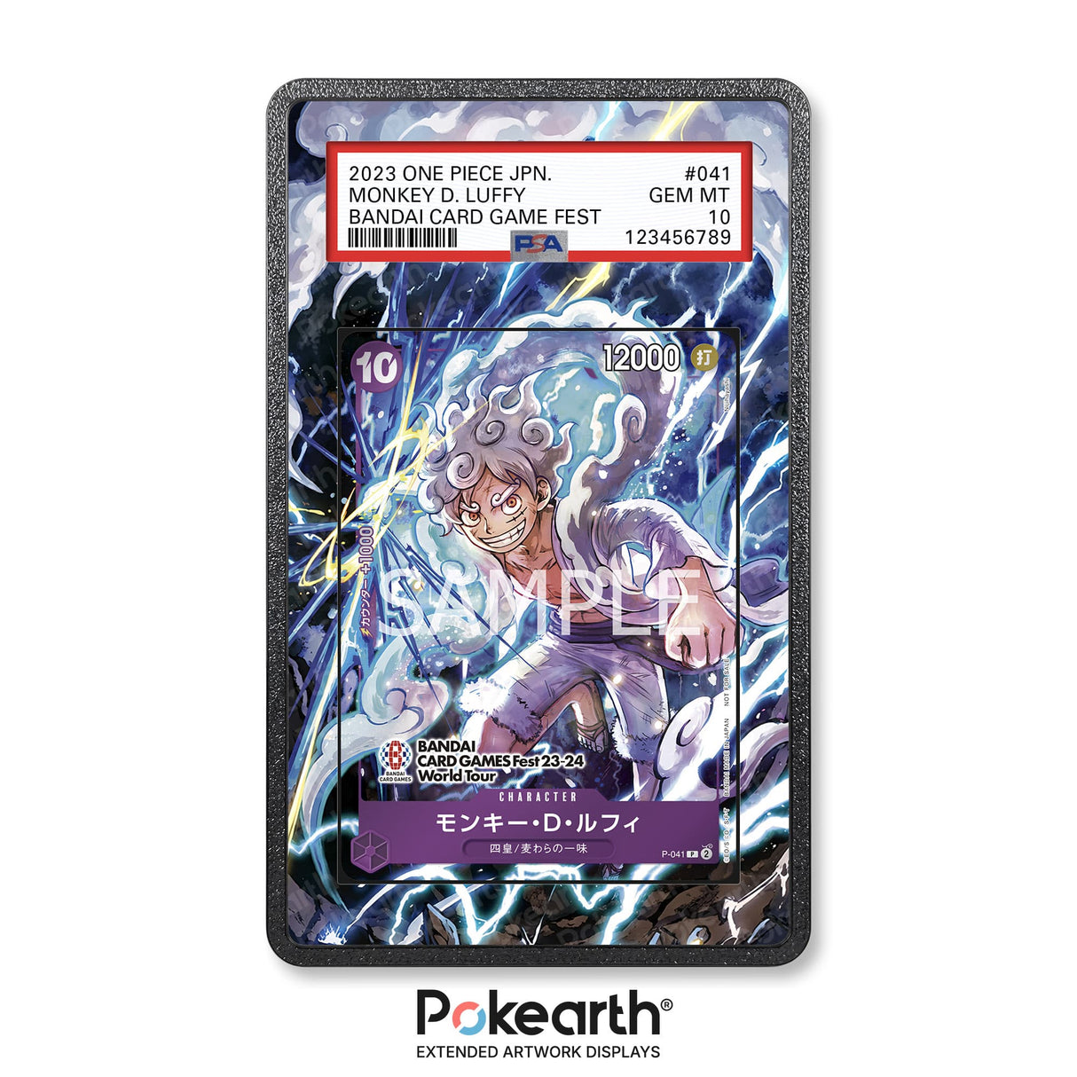 Monkey D. Luffy P-041 - Custodia con Artwork Esteso per Carte Gradate - Display Case Extended Artwork Pokearth