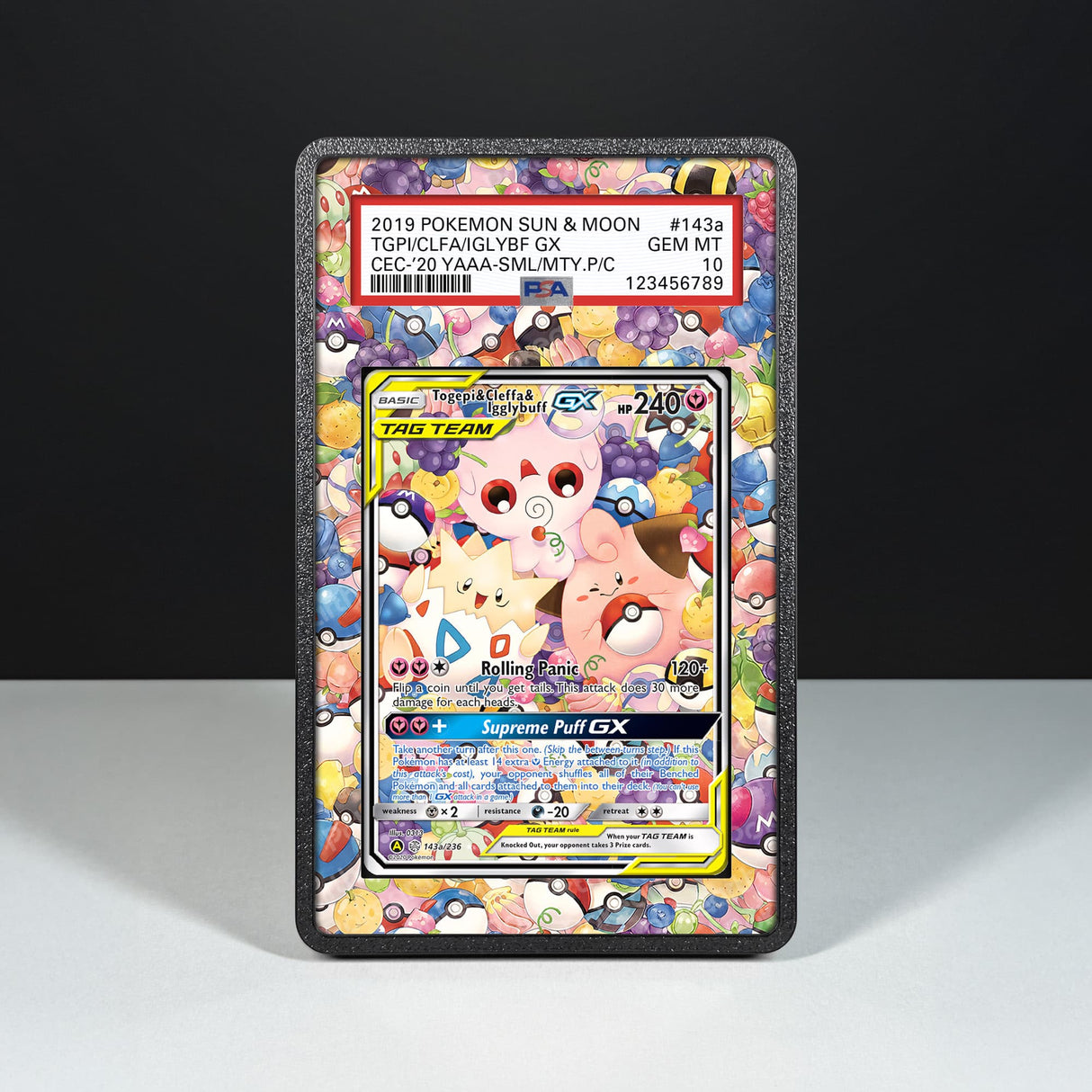 Togepi & Cleffa & Igglybuff GX 143a/236 - Graded Card Extended Artwork Display Case - Display Case Extended Artwork Pokearth