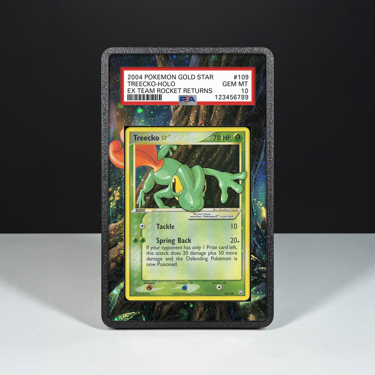Treecko Gold Star 109/109 - Graded Card Extended Artwork Display Case - Display Case Extended Artwork Pokearth