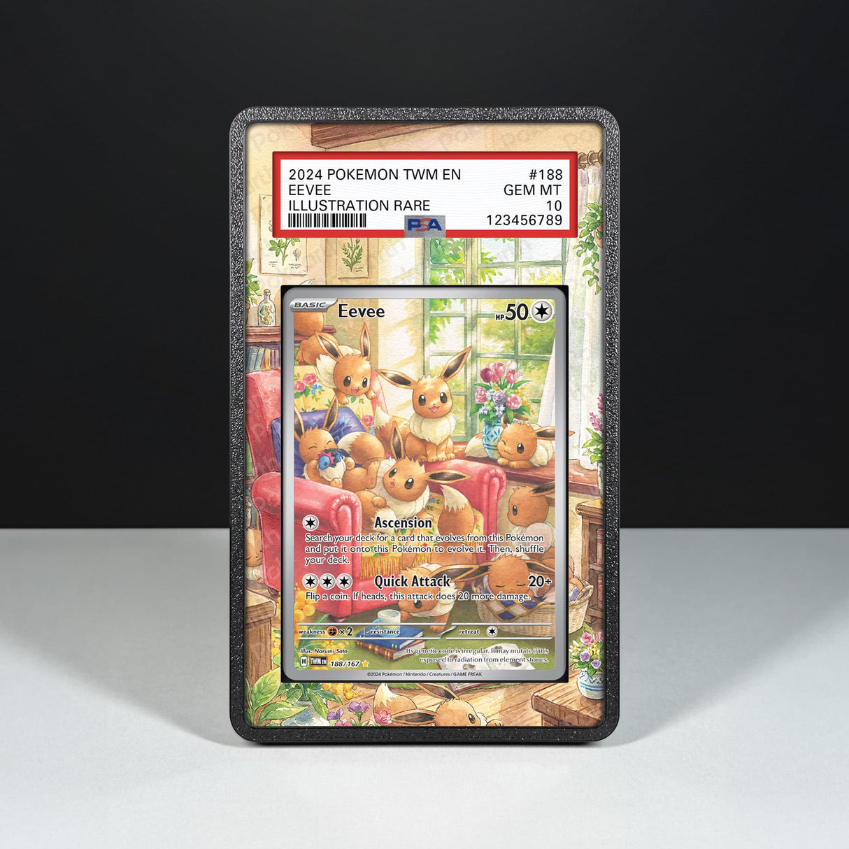 Eevee 188/167 - Graded Card Extended Artwork Display Case - Display Case Extended Artwork Pokearth