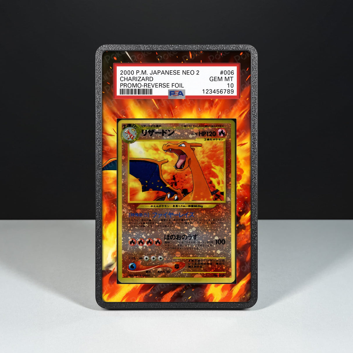 Charizard No. 006 - Graded Card Extended Artwork Display Case - Display Case Extended Artwork Pokearth