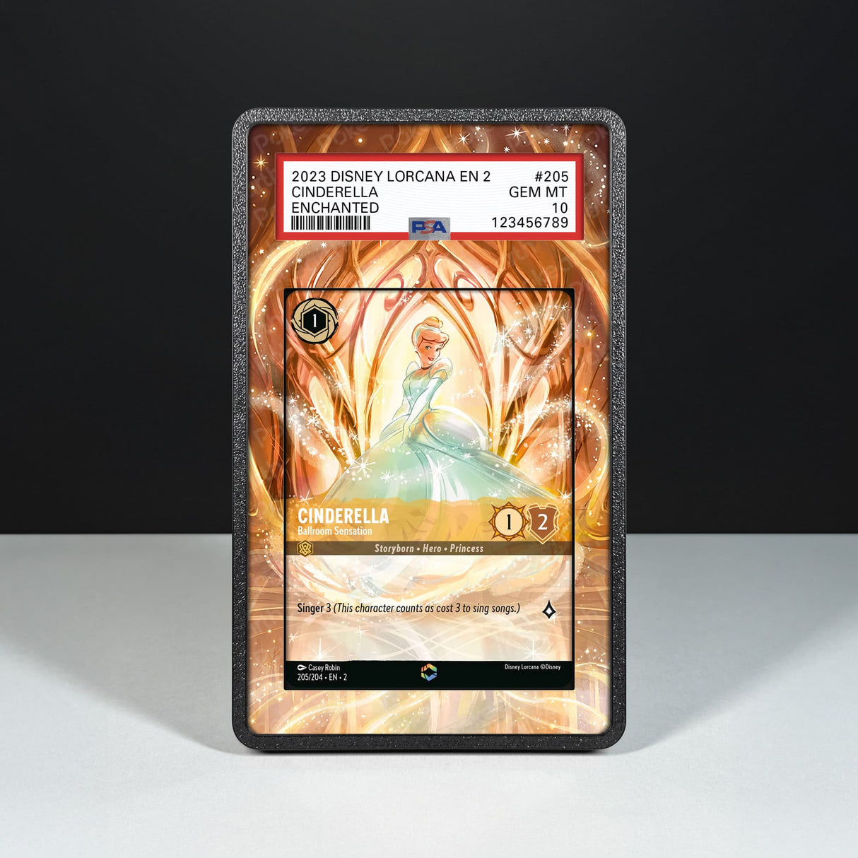 Cinderella - Ballroom Sensation 205/204 Enchanted - Custodia con Artwork Esteso per Carte Gradate - Display Case Extended Artwork Pokearth