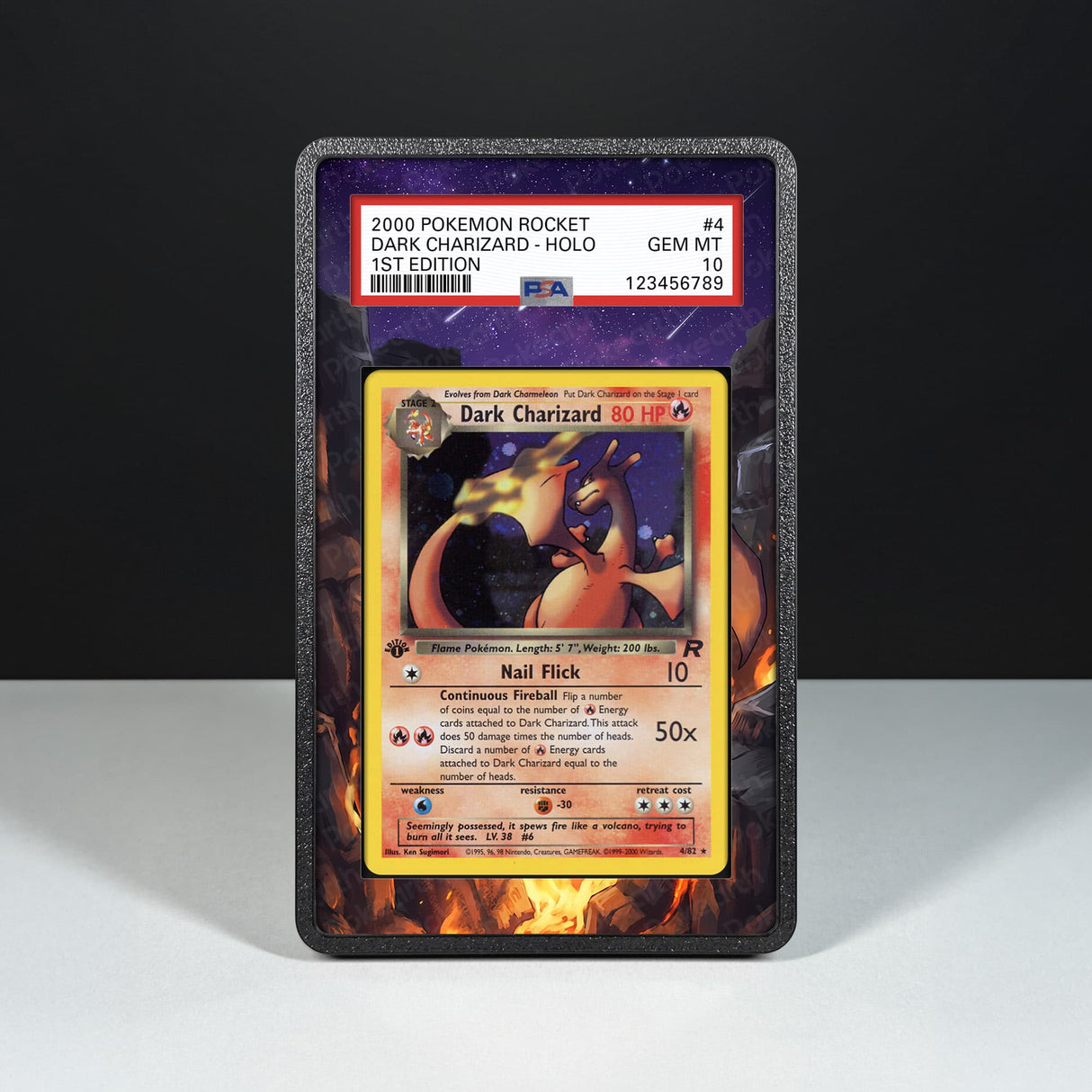 Dark Charizard 4/82 - Graded Card Extended Artwork Display Case - Display Case Extended Artwork Pokearth