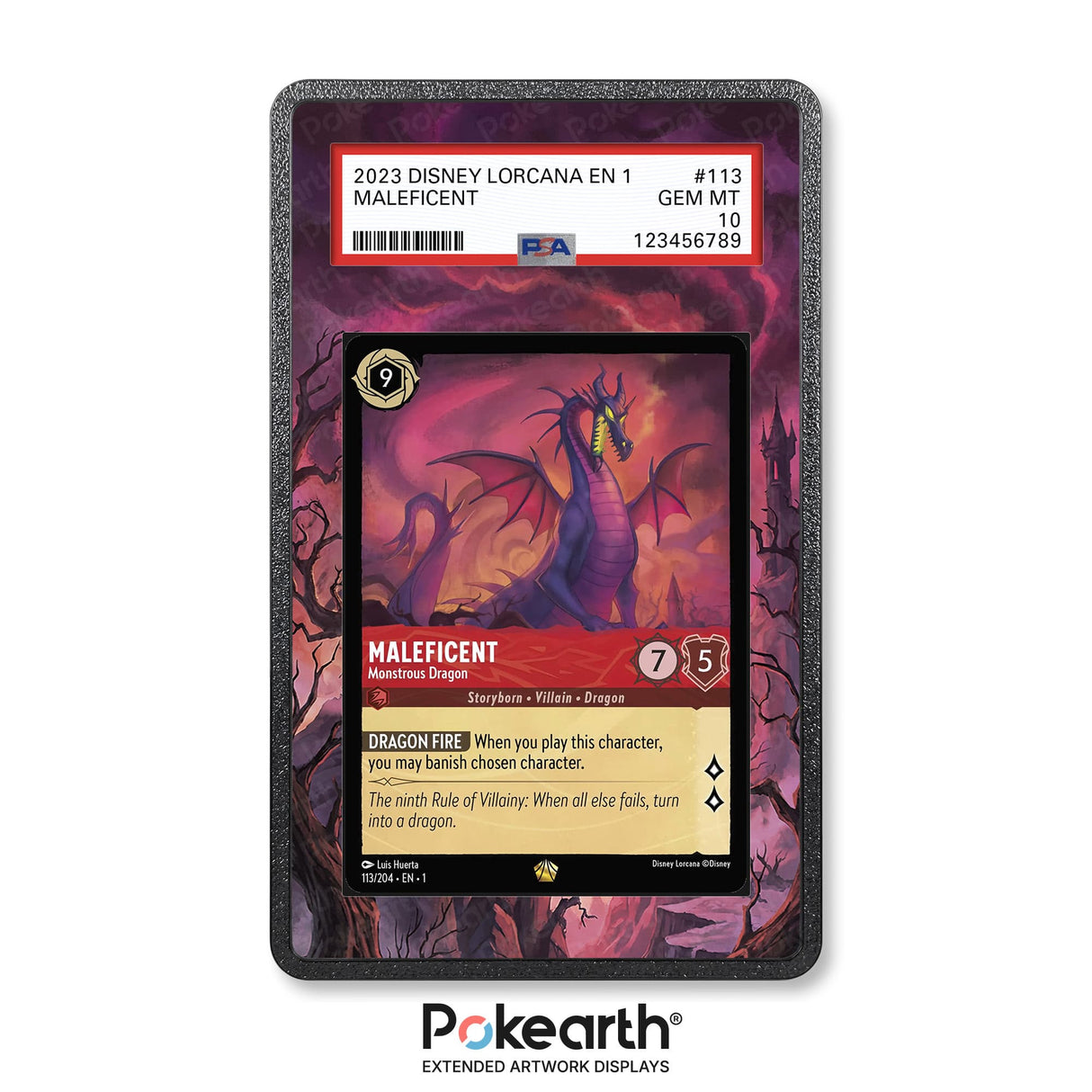 Maleficent - Monstrous Dragon 113/204 - Custodia con Artwork Esteso per Carte Gradate - Display Case Extended Artwork Pokearth