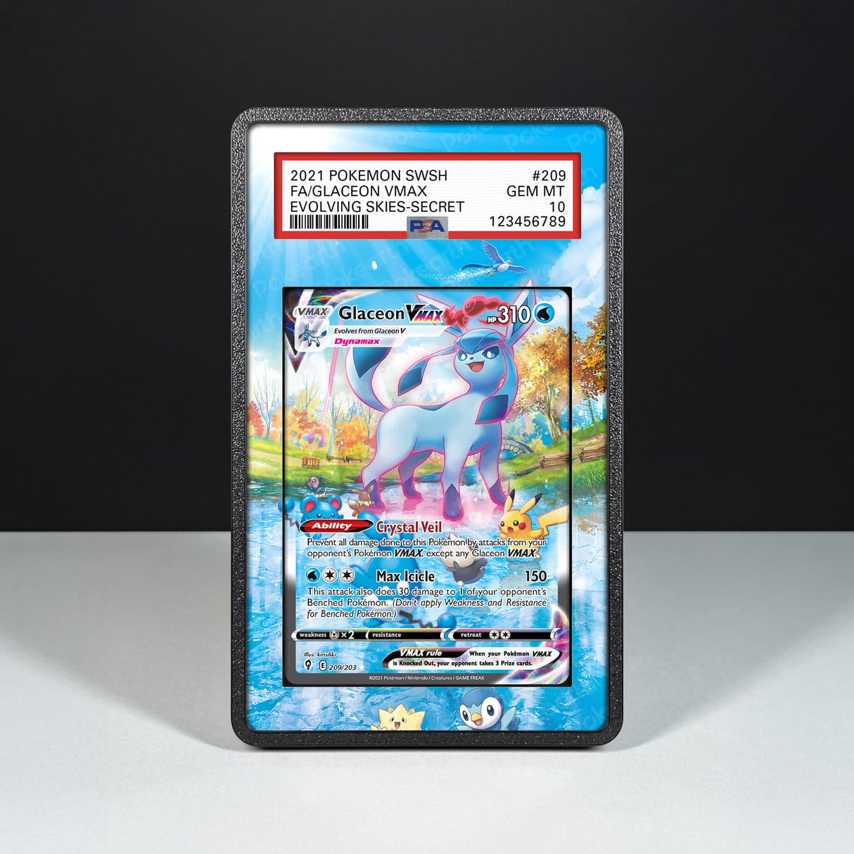 Glaceon VMAX 209/203 - Graded Card Extended Artwork Display Case - Display Case Extended Artwork Pokearth