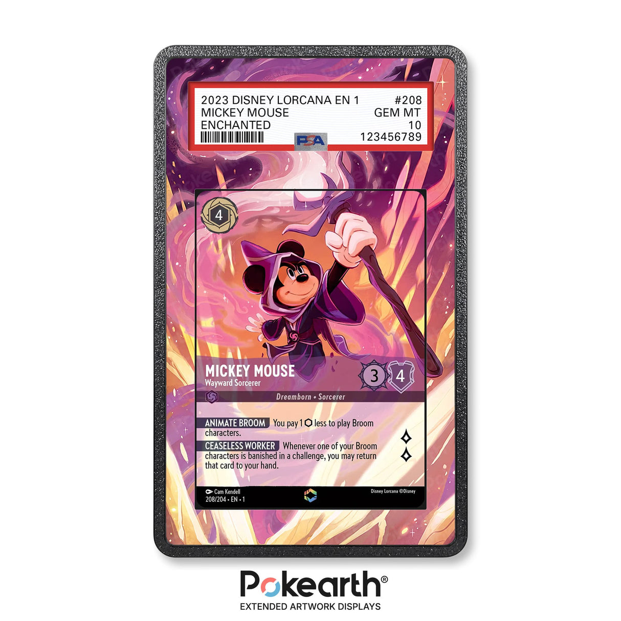 Mickey Mouse - Wayward Sorcerer 208/204 Enchanted - Custodia con Artwork Esteso per Carte Gradate - Display Case Extended Artwork Pokearth