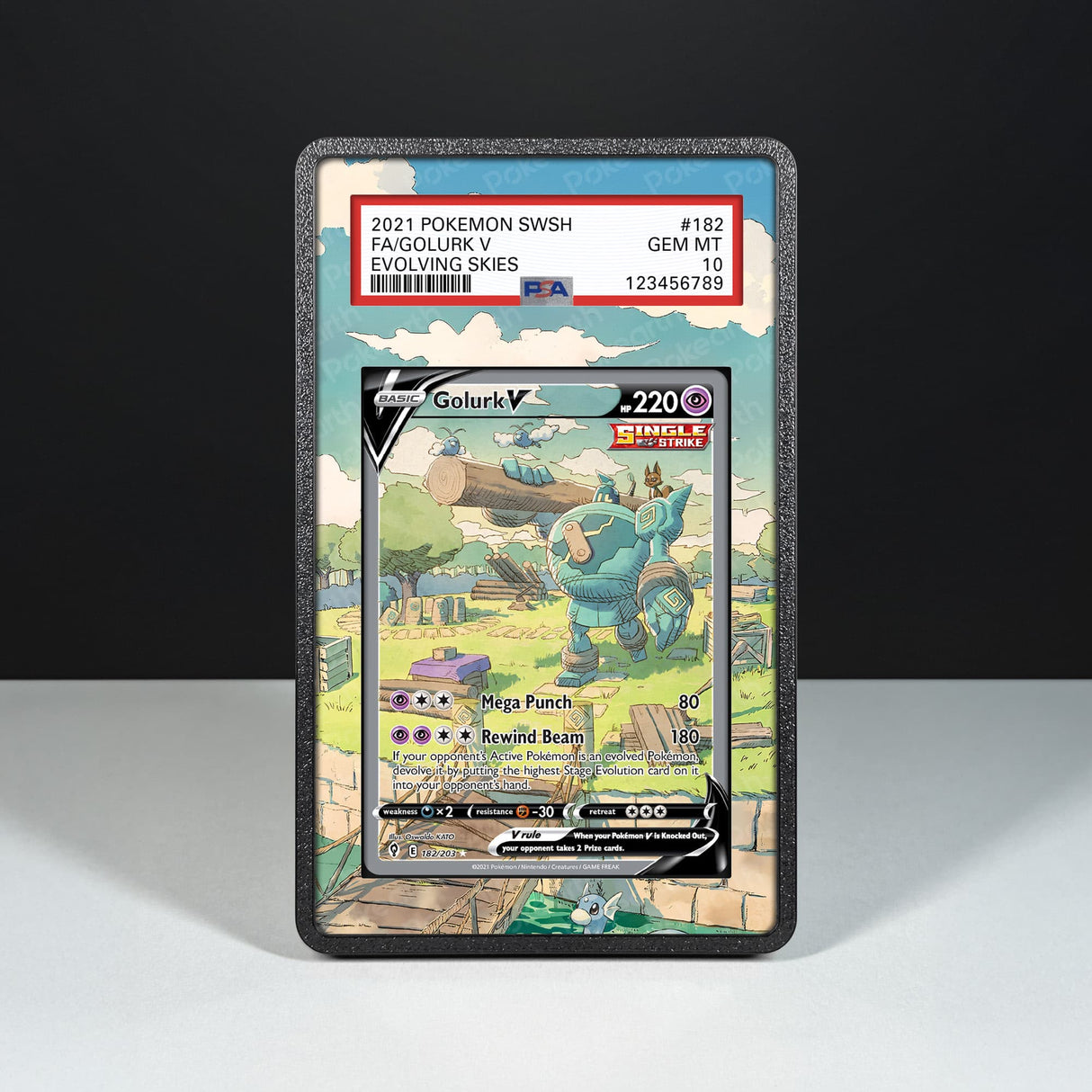 Golurk V 182/203 - Graded Card Extended Artwork Display Case - Display Case Extended Artwork Pokearth