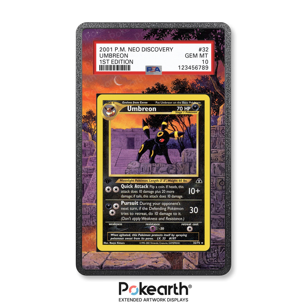Umbreon 32/75 - Graded Card Extended Artwork Display Case - Display Case Extended Artwork Pokearth