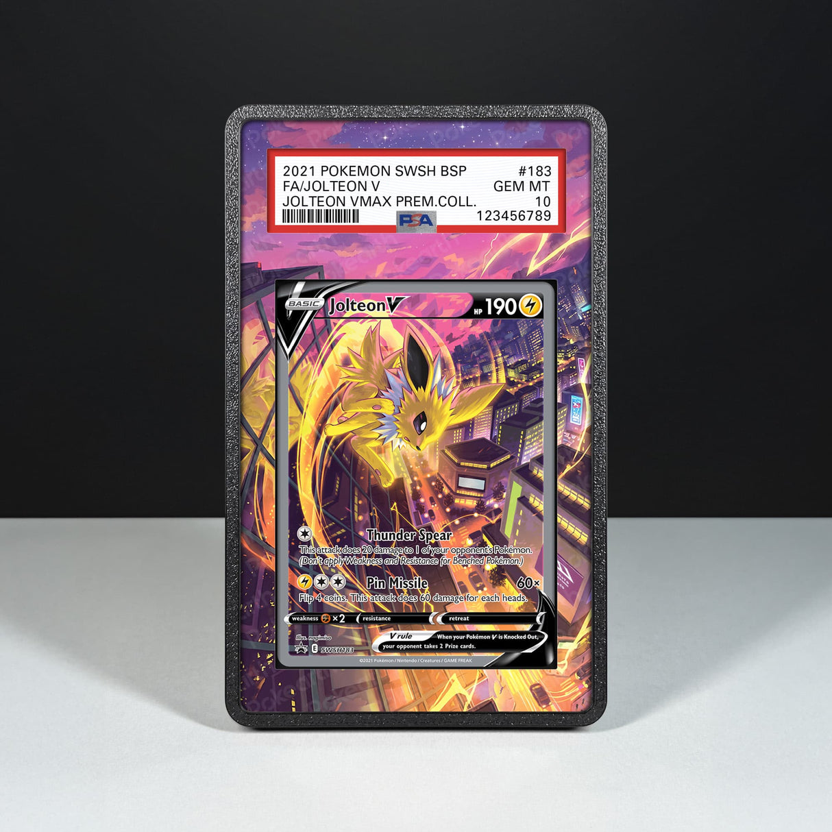 Jolteon V SWSH 183 - Graded Card Extended Artwork Display Case - Display Case Extended Artwork Pokearth