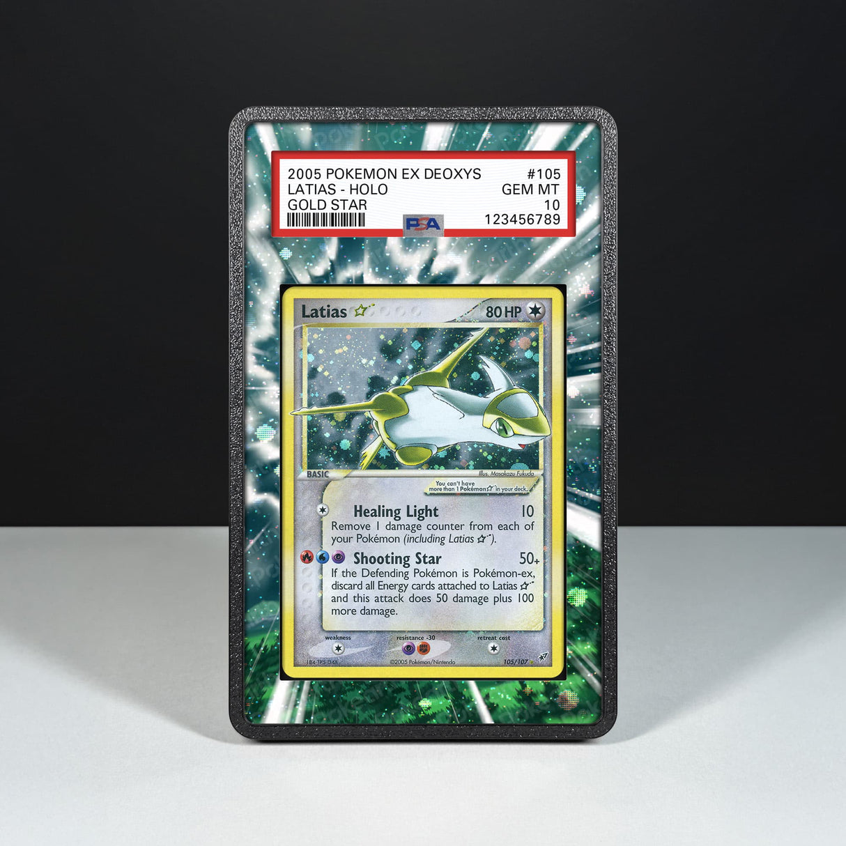 Latias Gold Star 105/107 - Graded Card Extended Artwork Display Case - Display Case Extended Artwork Pokearth