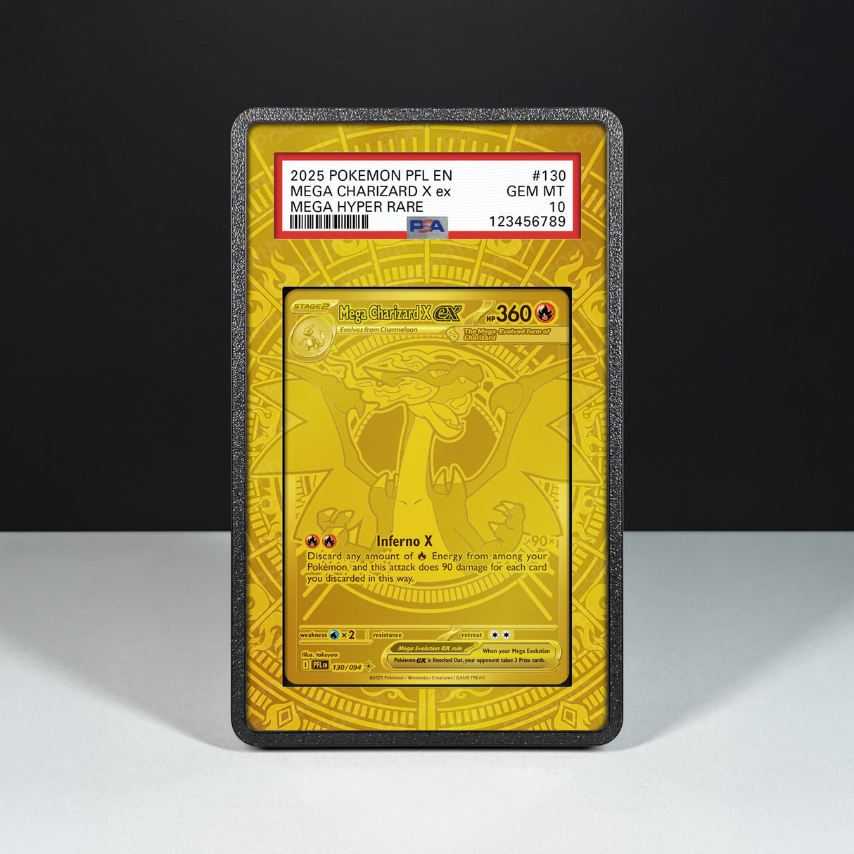 Mega Charizard X ex 130/094 - Graded Card Extended Artwork Display Case - Display Case Extended Artwork Pokearth