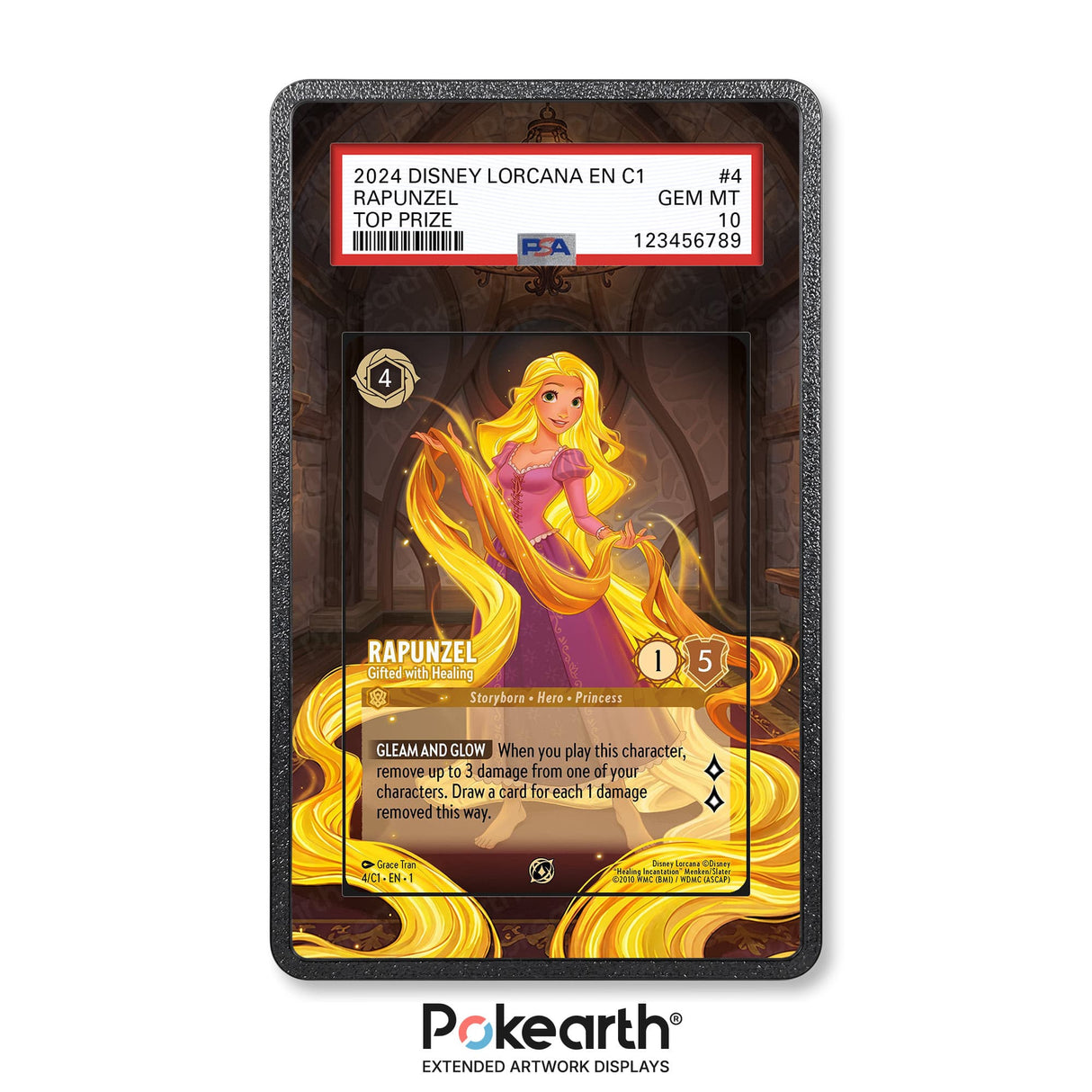 Rapunzel - Gifted with Healing 4/C1 - Custodia con Artwork Esteso per Carte Gradate - Display Case Extended Artwork Pokearth