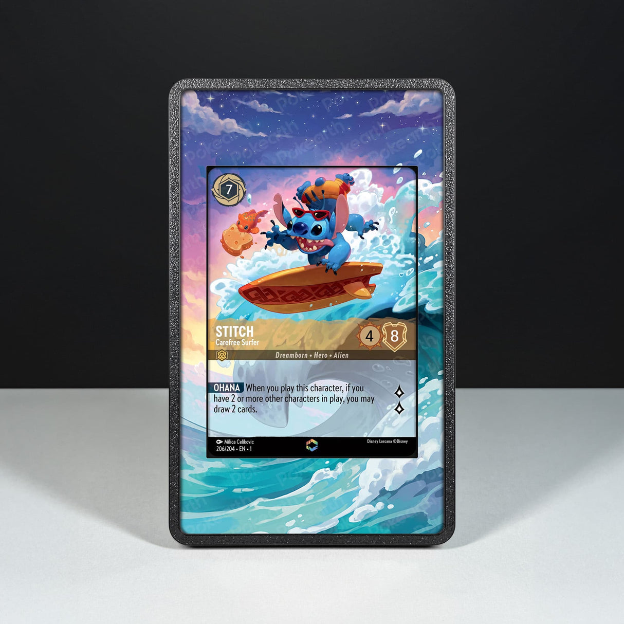 Stitch - Carefree Surfer 206/204 Enchanted - Disney Lorcana Extended Artwork Display Case - Display Case Extended Artwork Pokearth