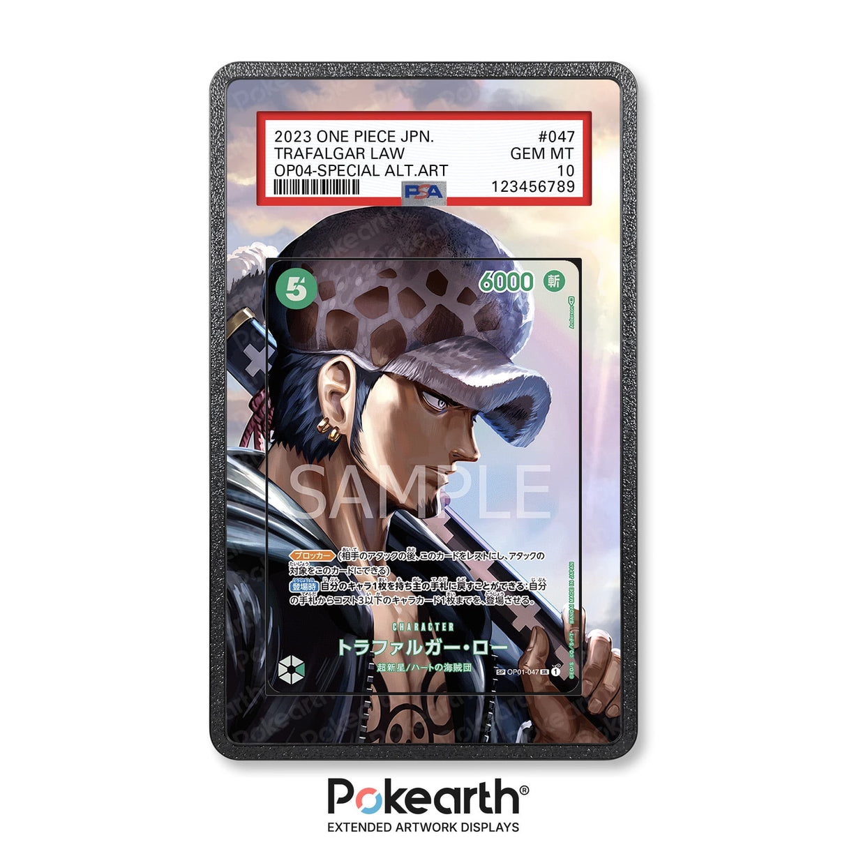 Trafalgar Law OP01/047 - Custodia con Artwork Esteso per Carte Gradate - Display Case Extended Artwork Pokearth