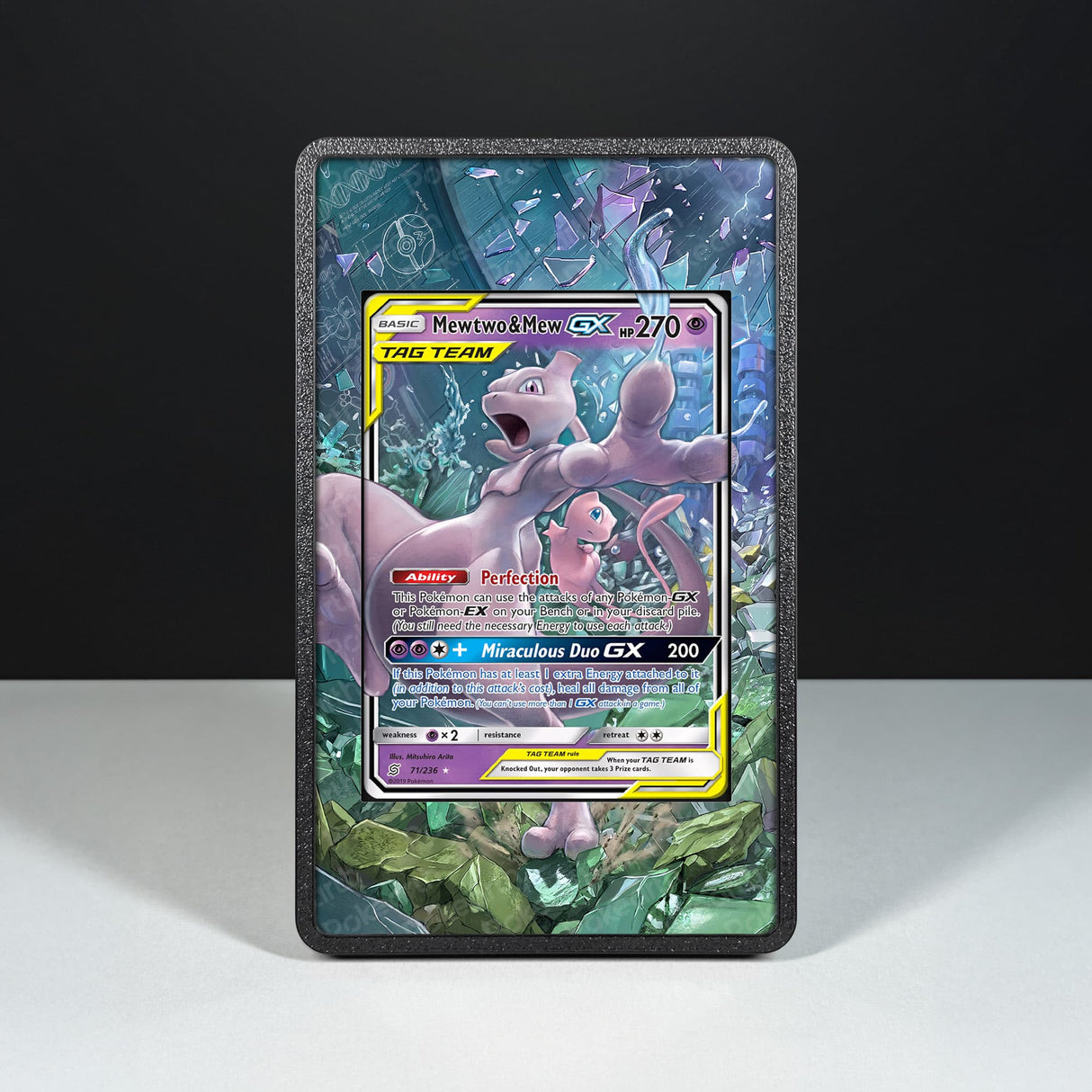 Mewtwo & Mew GX 71/236 - Custodia con Artwork Esteso per Carte Pokémon - Display Case Extended Artwork Pokearth