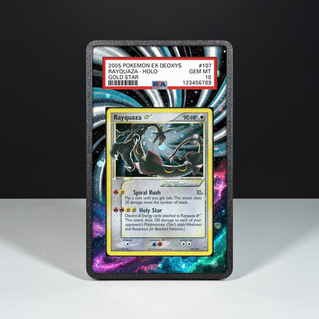 Rayquaza Gold Star 107/107 - Graded Card Extended Artwork Display Case - Display Case Extended Artwork Pokearth