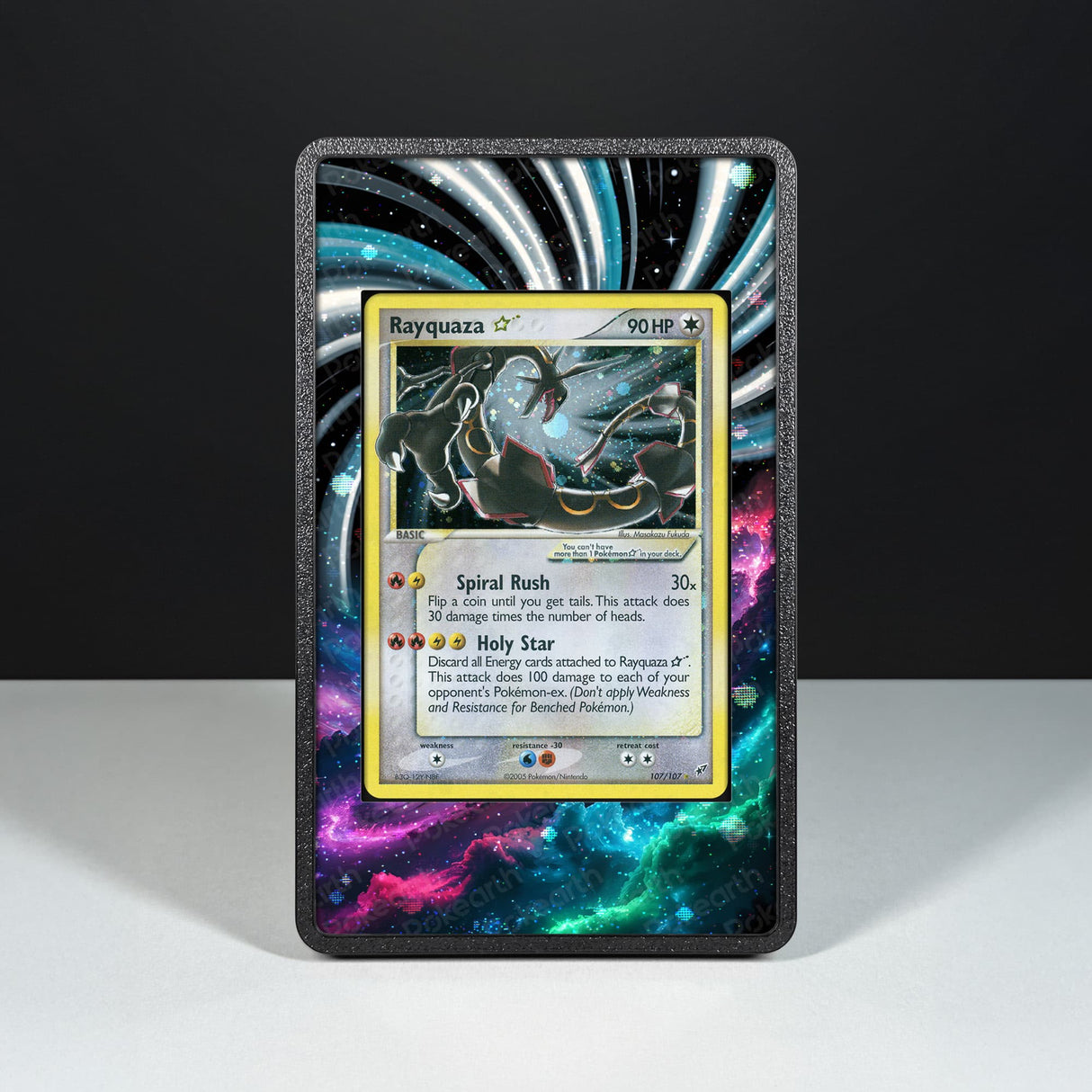 Rayquaza Gold Star 107/107 - Custodia con Artwork Esteso per Carte Pokémon - Display Case Extended Artwork Pokearth