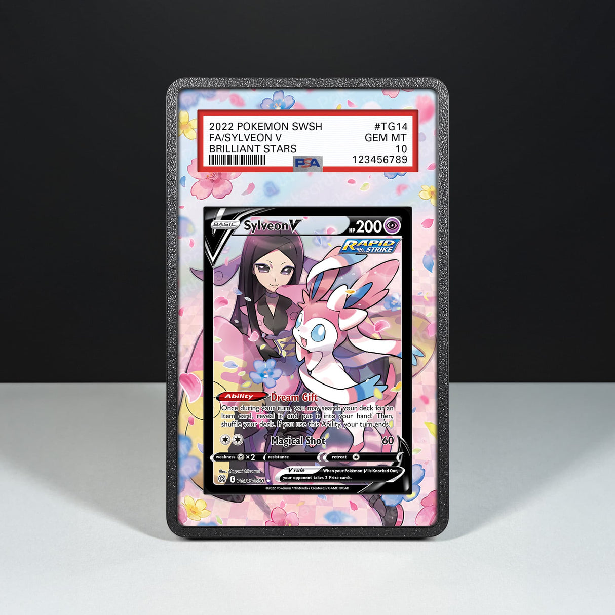 Sylveon V TG14/TG30 - Custodia con Artwork Esteso per Carte Gradate - Display Case Extended Artwork Pokearth