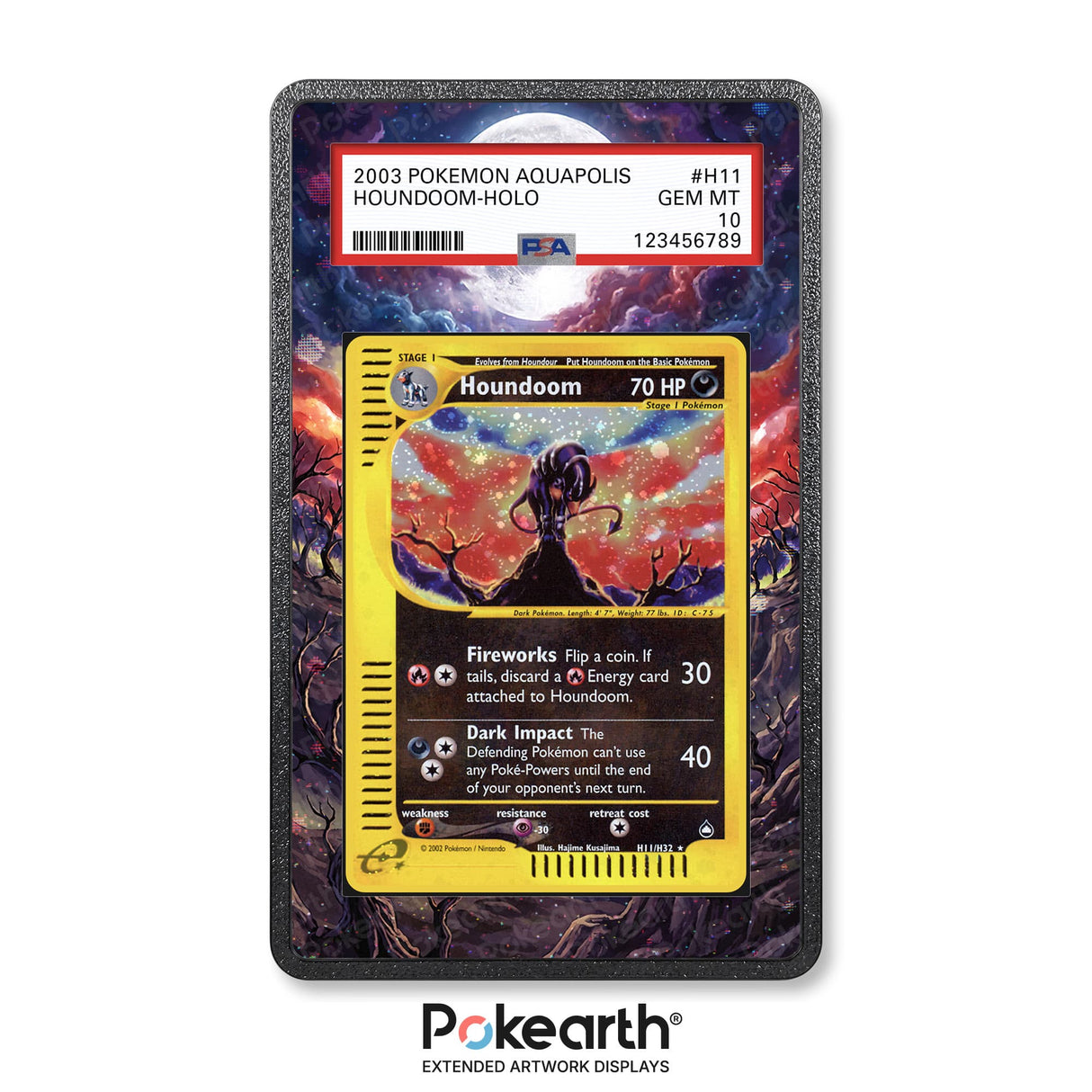 Houndoom H11/H32 - Graded Card Extended Artwork Display Case - Display Case Extended Artwork Pokearth