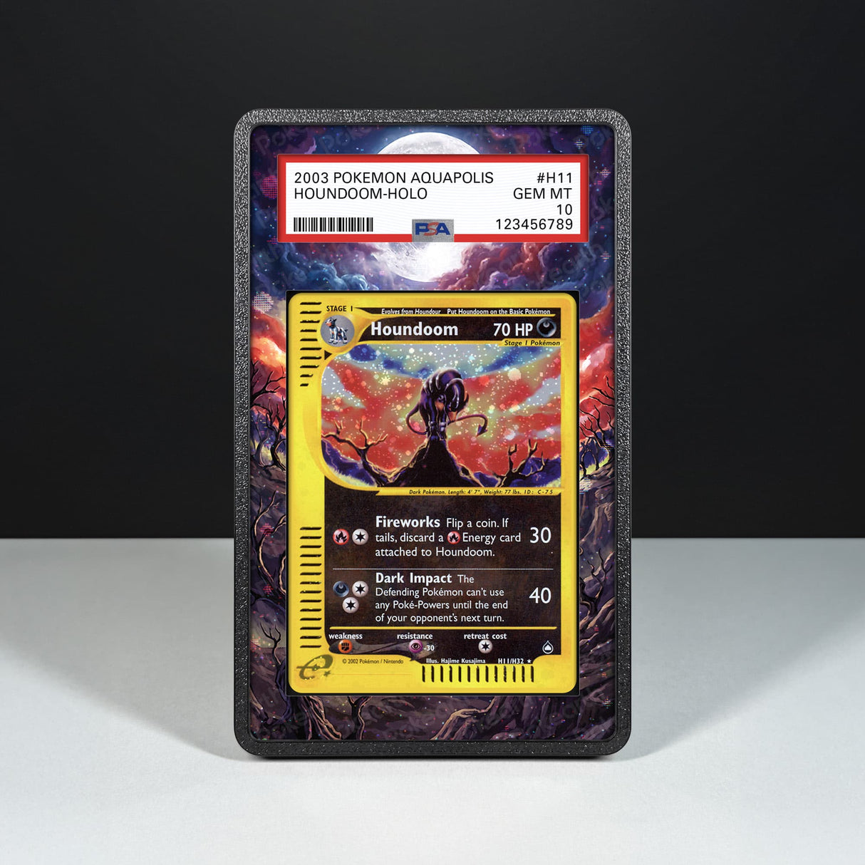 Houndoom H11/H32 - Graded Card Extended Artwork Display Case - Display Case Extended Artwork Pokearth