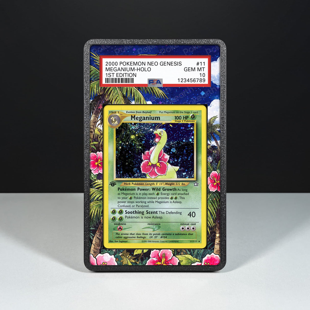 Meganium 11/111 - Graded Card Extended Artwork Display Case - Display Case Extended Artwork Pokearth