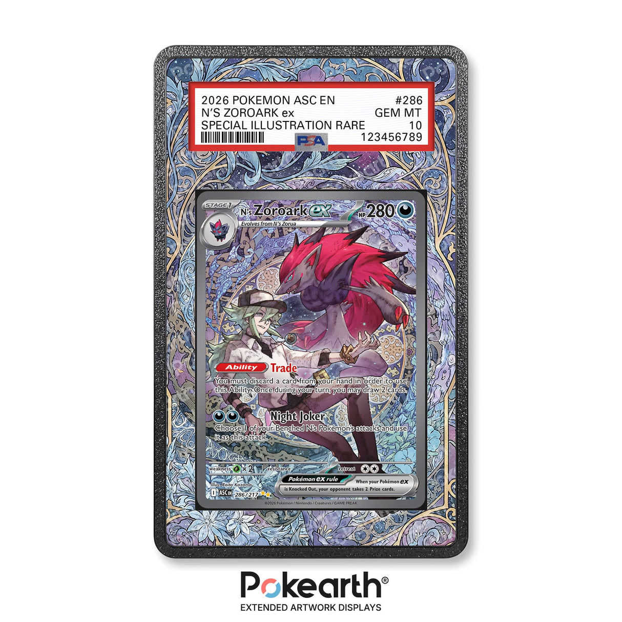 N's Zoroark ex 286/217 - Graded Card Extended Artwork Display Case - Display Case Extended Artwork Pokearth