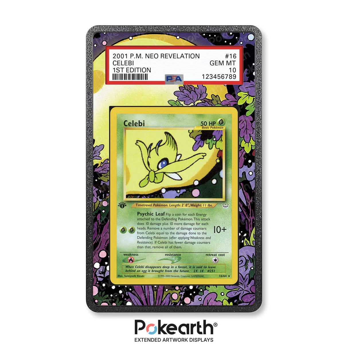 Celebi 16/64 - Graded Card Extended Artwork Display Case - Display Case Extended Artwork Pokearth